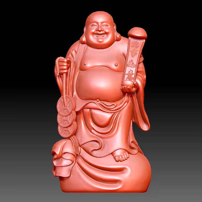 1155踩布袋弥勒圆雕图3D立体模型STL obj