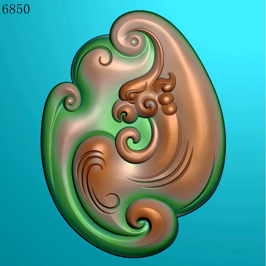 6850仿古凤牌雕刻北京精雕图jdp玉雕灰度图挂件bmp浮雕图浮雕图