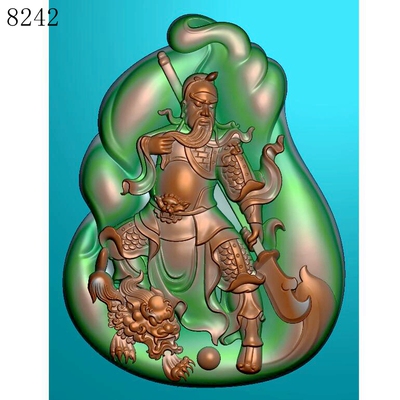 8242随形关公 精雕图JDP灰度图BMP电脑浮雕图挂件图木雕关羽