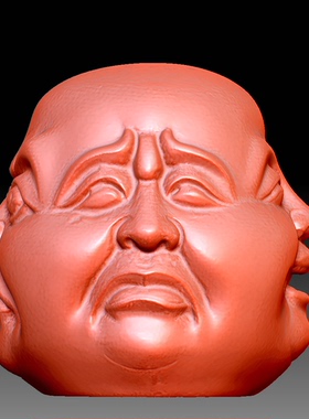 Y196雕刻图三维立体精雕图四轴圆雕图STL3D模型四面佛圆雕图