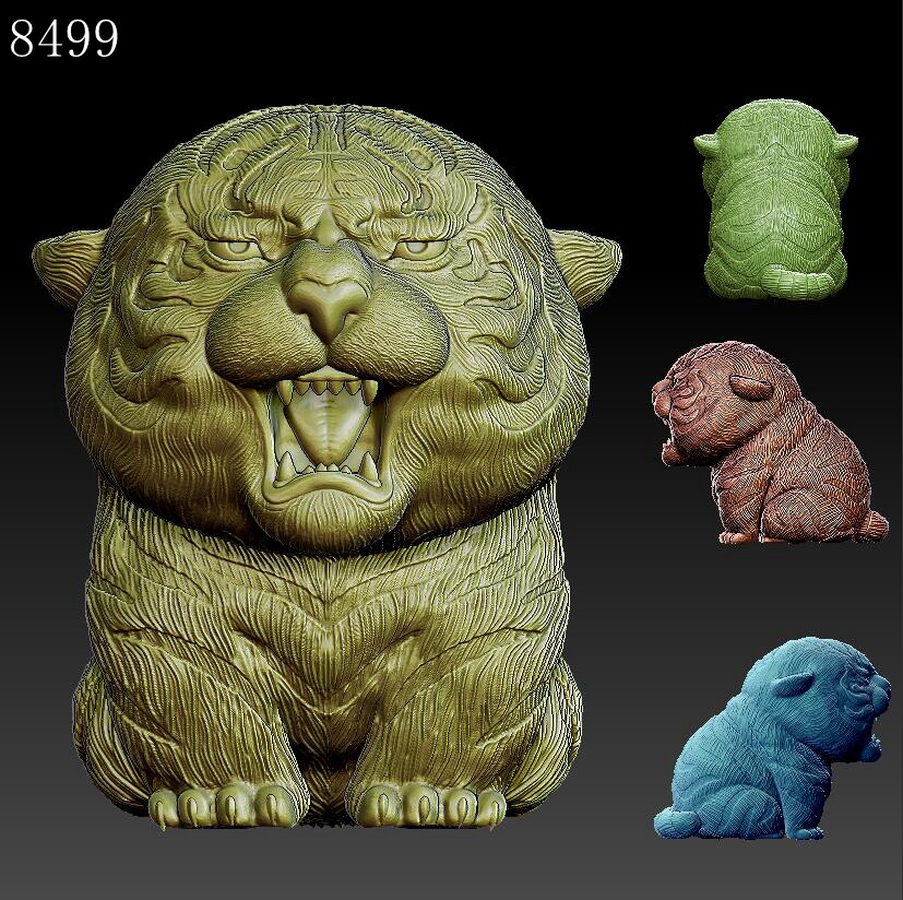 8499喊妈睁眼虎格式有obj和stl立体图3d打印图圆雕图虎年生肖