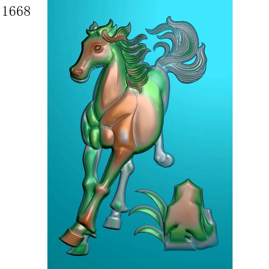 马1668雕刻图北京精雕jdp灰度图bmp挂件素材浮雕图