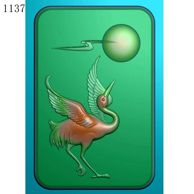 仙鹤即日高升方牌1137雕刻图北京精雕JDP挂件灰度图BMP浮雕图