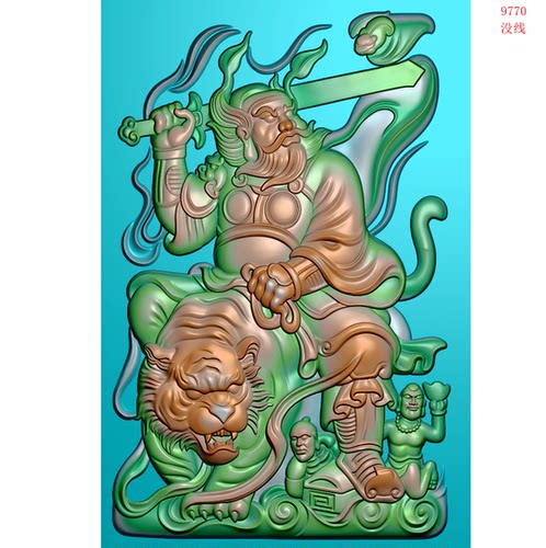 9770骑虎钟馗降魔伏魔钟馗北京精雕JDP灰度图BMP挂件图浮雕图电脑