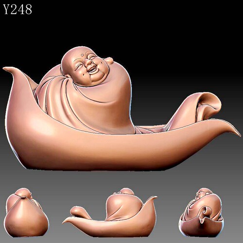 Y248弥勒小船01雕刻图三维立体精雕图四轴圆雕图STL3D