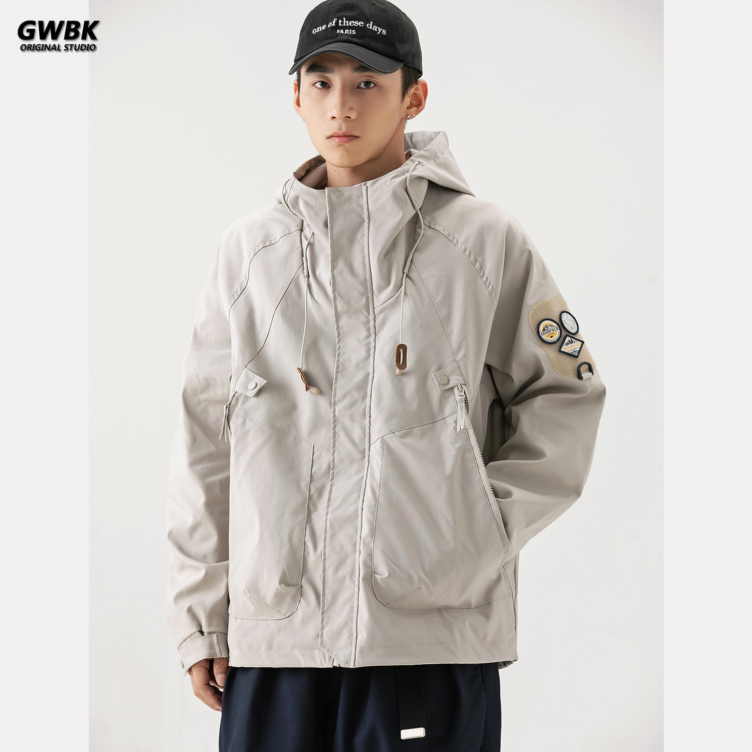 国潮户外工装连帽春秋宽松