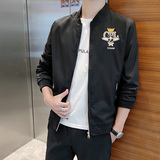 A438-518-P60新款潮牌修身青年上衣刺绣弹力螺纹袖口休闲夹克潮，男装夹克，电商A438