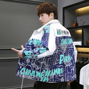 外套春季2025新款港风ins潮男生拼接夹克痞帅上衣服A438-609-P70