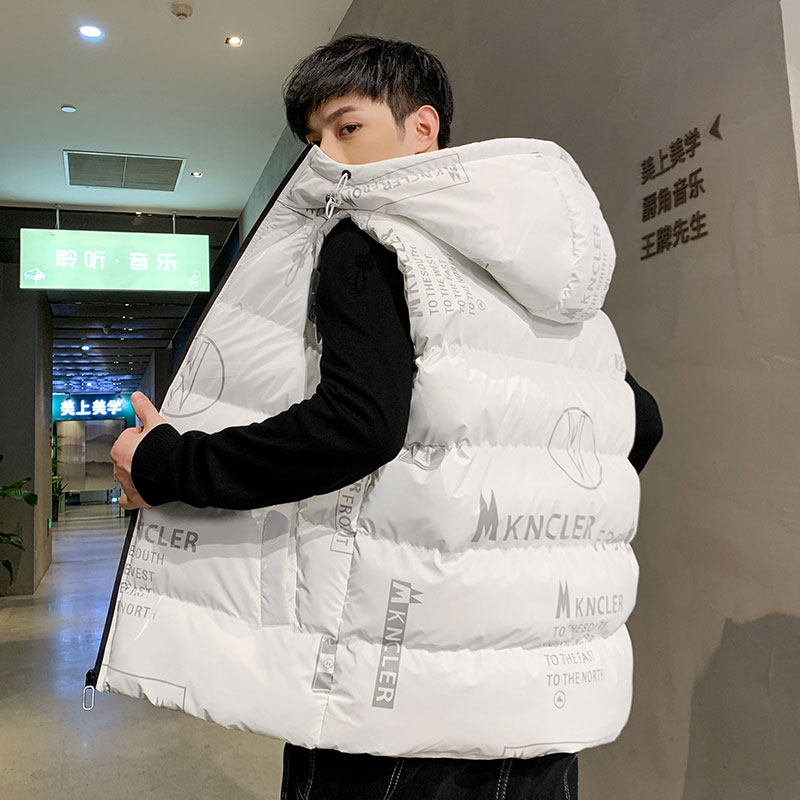 A438-MJ03-P902025秋冬上新宽松连帽亮面无袖外套休闲青年马甲潮，女装短外套，电商A438