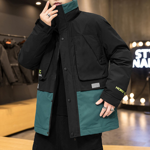 冬季新款潮牌插色保暖白鸭绒羽绒服男士宽松外套A438-2729,抹胸的衣服怎么搭配什么外套图片