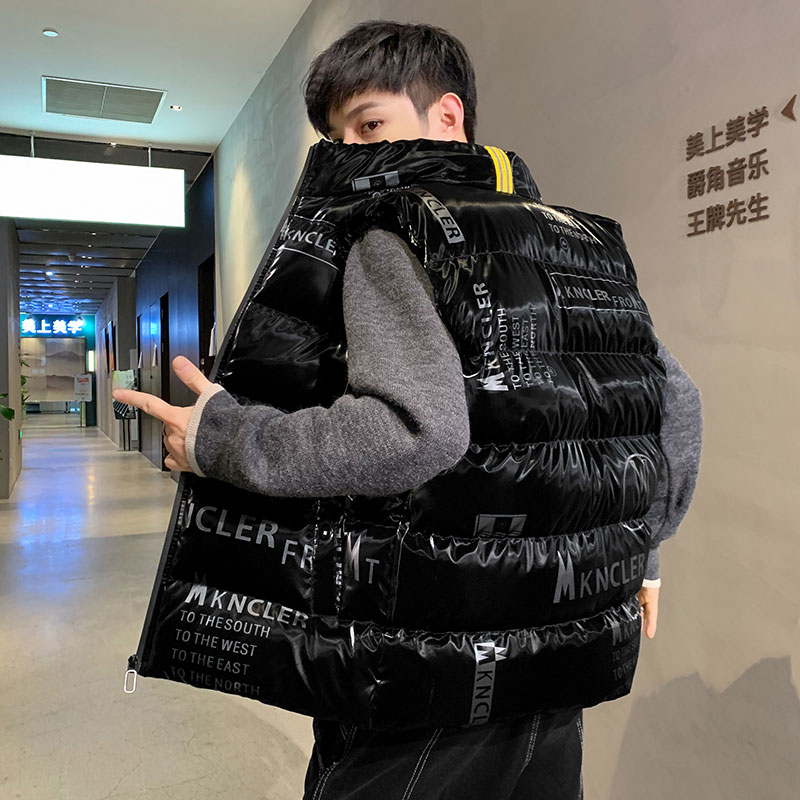 A438-MJ01-P852025秋冬新款宽松立领保暖外套休闲无袖亮面马甲潮,男装棉衣,电商A438