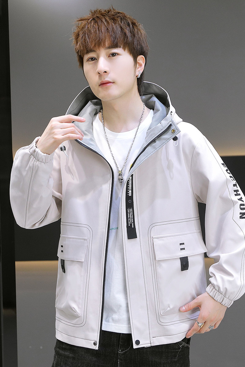 2025春秋潮牌工装连帽宽松短款夹克外套韩版休闲男A436-607-P70,男装夹克,电商A438