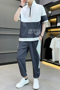 2025男生t恤套装夏季新款韩版潮流短袖衣服帅气一套 A438-611-P70图片