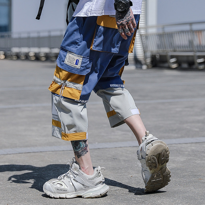 潮牌机能工装高街嘻哈潮流宽松夏季男短裤A438-C3006-P4579,男装牛仔裤,电商A438