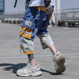 潮牌机能工装七分裤高街嘻哈潮流夏季短裤A438-C3006-P4579，男装牛仔裤，电商A438