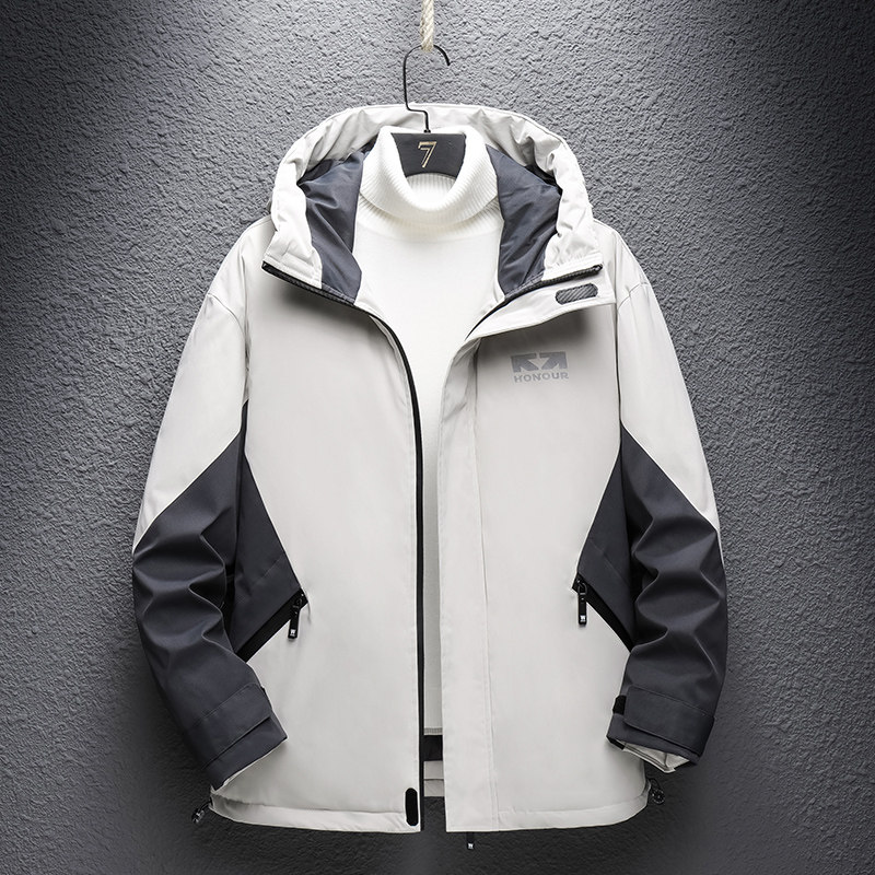 L-8XL超大码80%白鸭绒羽绒服男平铺冬装连帽外套 A438-2166图片