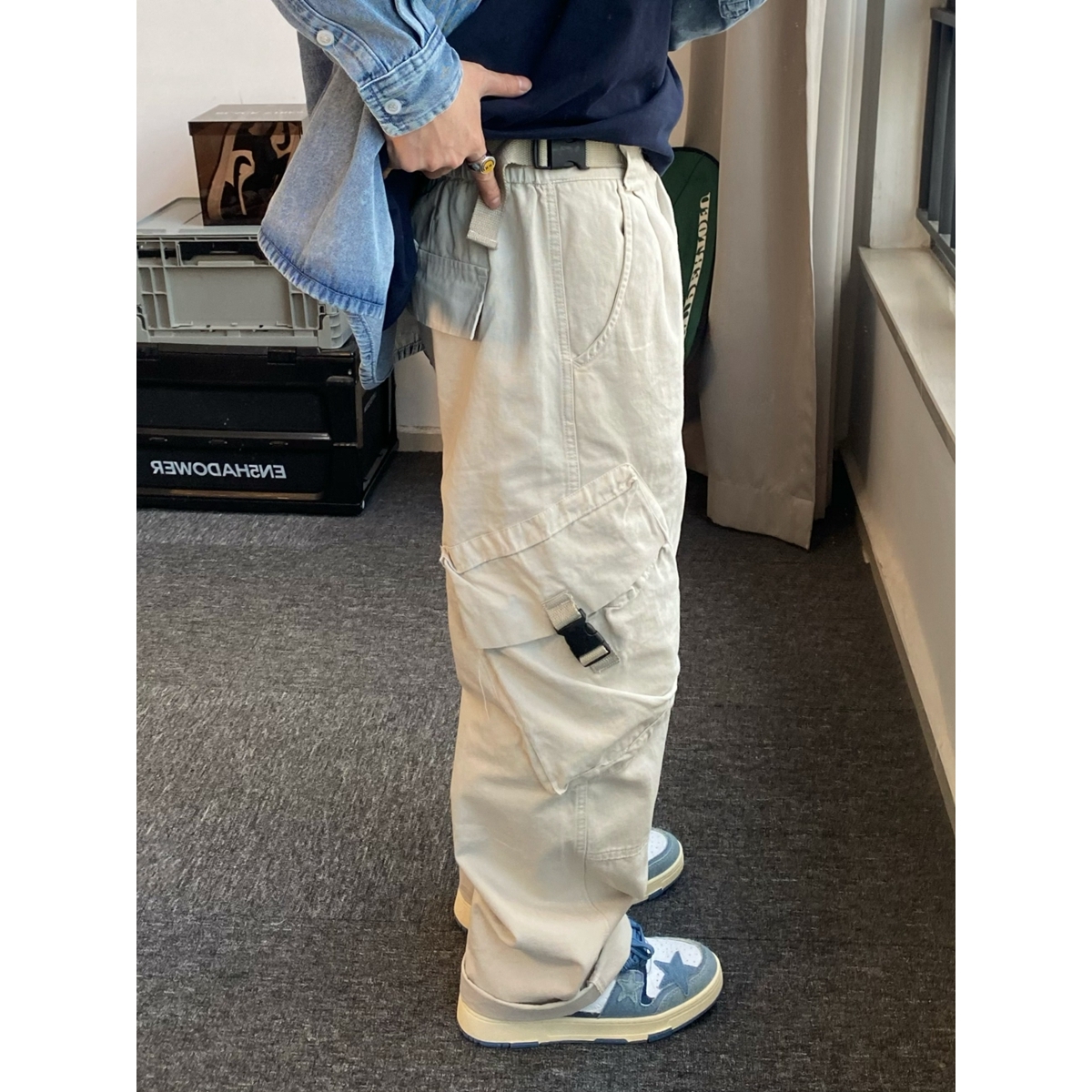 【官网免税】BEAMS NNDS裤子日系直筒休闲长男宽松大口袋纯色工装