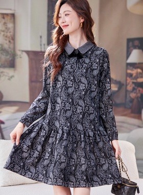 宝诗黎【新品价218元】翻领印花长袖连衣裙HHI2194