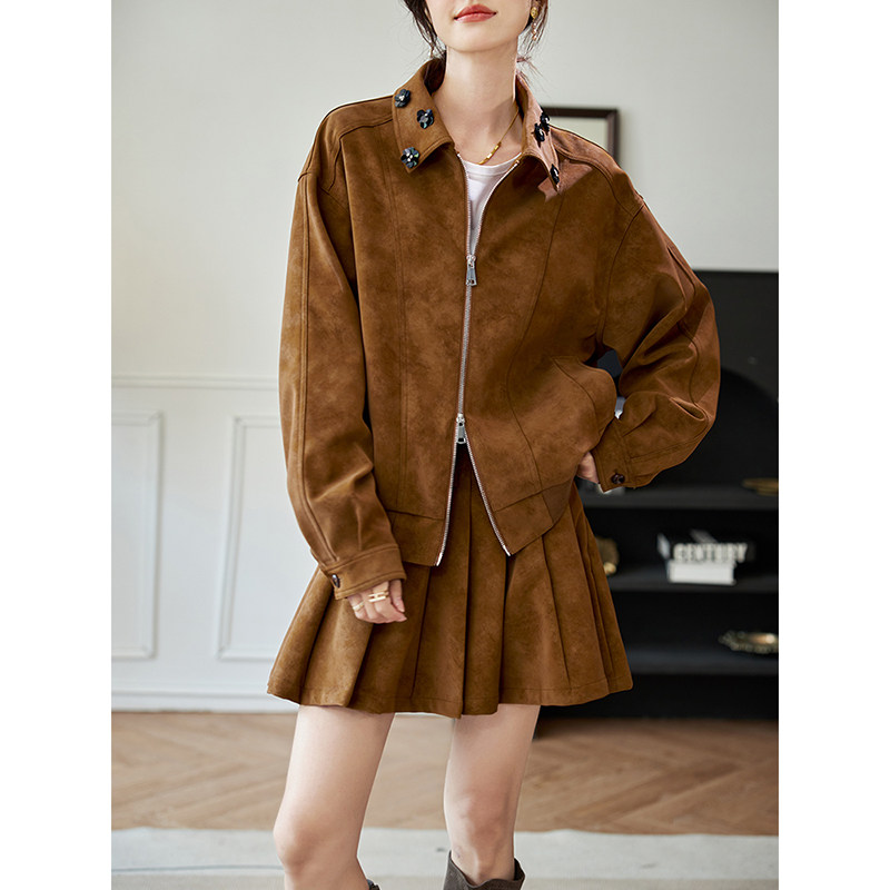 宝诗黎韩系美拉德外套短裙套装2026春季宽松长袖夹克休闲两件套女,女装/女士精品,时尚套装,淘宝优惠券,粉丝福利购,淘宝优惠卷