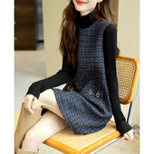 宝诗黎小香风圆领亮丝背心裙2026年春季 新款 韩系气质直筒连衣裙