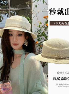 法式千金风透气淑女蝴蝶结礼帽春夏防晒遮阳拍照出片优雅太阳帽子