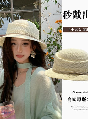 法式千金风透气淑女蝴蝶结礼帽春夏防晒遮阳拍照出片优雅太阳帽子