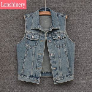 女士背心马夹 怀旧复古风牛仔马甲女宽松显瘦无袖 2025春秋季 新款