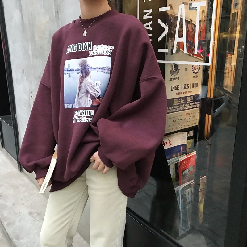 Real photo real price has tested 2018 new Korean loose fleece casual sweater