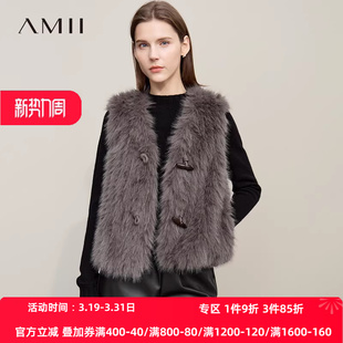 高级感 冬轻奢仿貂毛环保皮草马夹仿皮草马甲女冬季 Amii 轻奢风