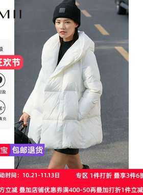 中长款连帽羽绒服Amii街头