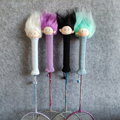 爆炸丸子头羽毛球拍手柄套保护套可爱棉花娃娃手工品羽毛球拍柄套