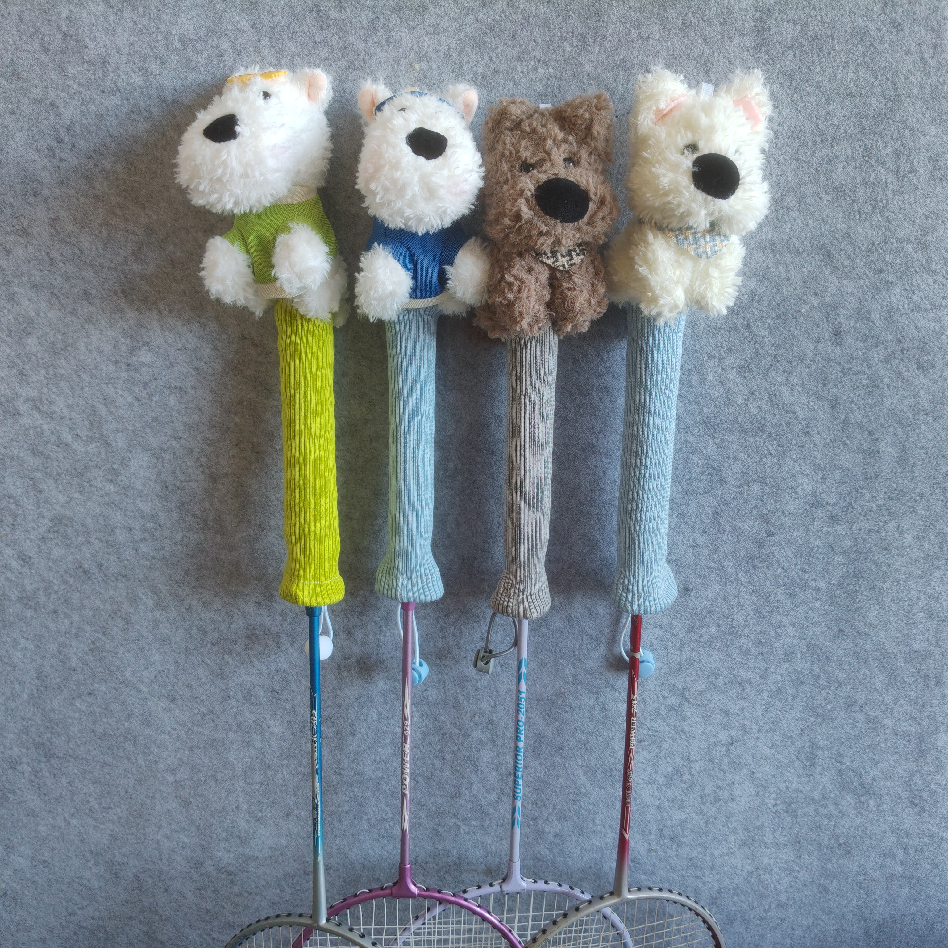 西高地羽毛球拍手柄套保护套可爱小狗羽毛拍柄套手工品握把防尘