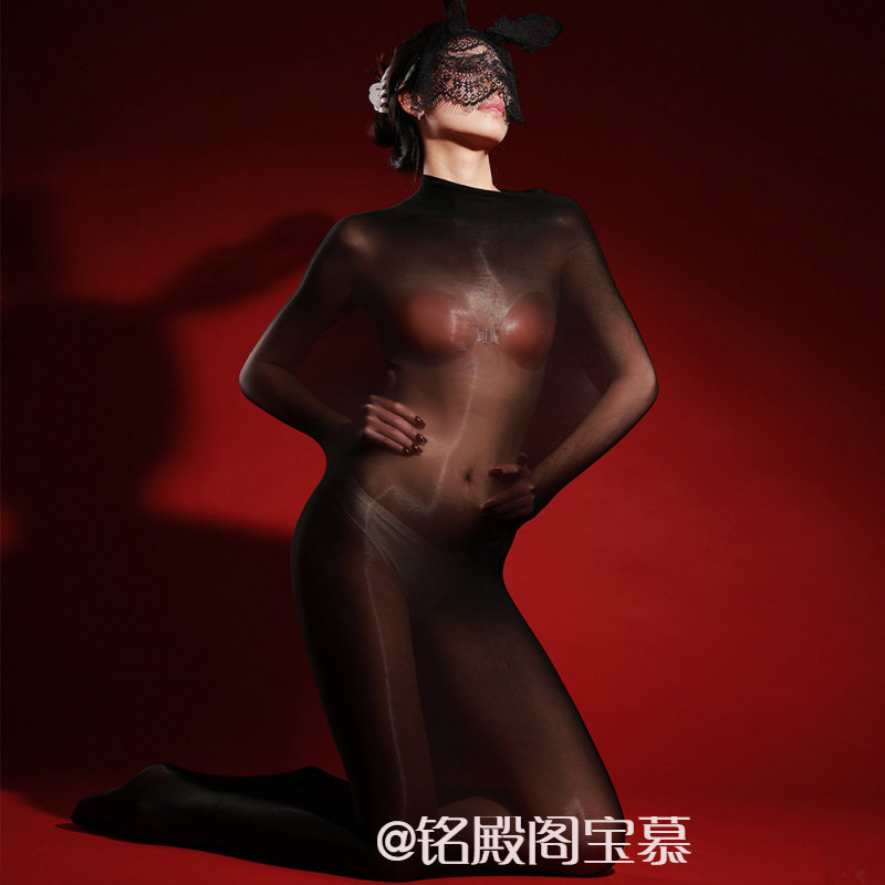 全身马油丝袜睡袋无缝性感连体衣油光紧身透明情趣内衣黑丝女