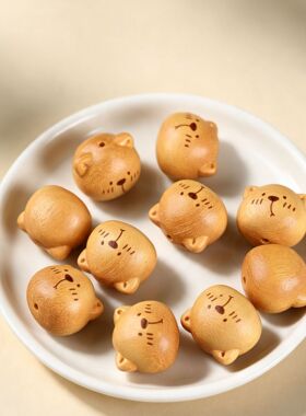 老桃木咖啡豆小熊爱心配件散珠DI