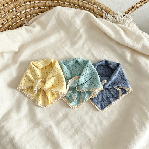 秋冬儿童围巾针织蕾丝披肩女童宝宝头巾防寒保暖围脖三角巾