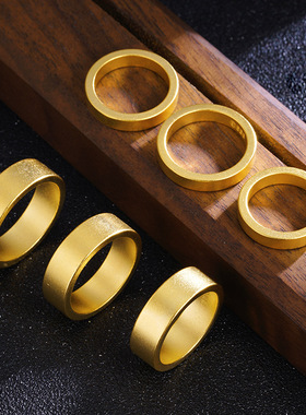 复古磨砂沙金情侣对戒久不掉色