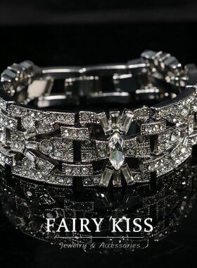 欧美复古精致水钻百搭优雅气质可调节手链 青岛vintage中古饰品