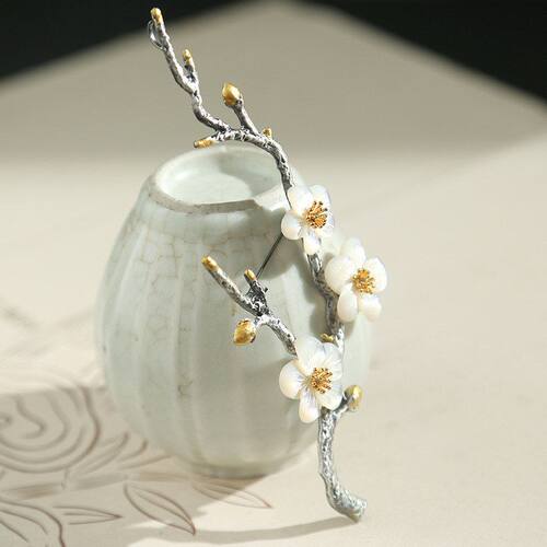 梅花枝母贝外套复古珍珠服饰吊