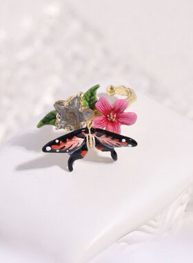 茄梦茉语系列红色茉莉花蝴蝶与