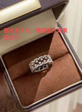 S925纯银小皇冠锆石镶钻戒指女时尚精致蕾丝花边单排钻戒个性指环