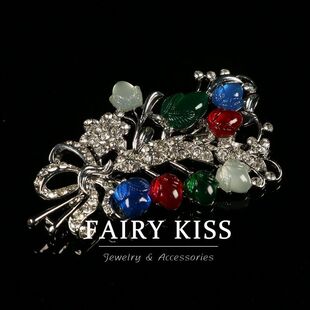 镂空配饰花朵合金精致高档镶钻轻奢胸针彩色胸饰重工中古花朵女款