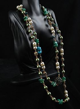 毛衣链石小戴叠天然项链个性高级