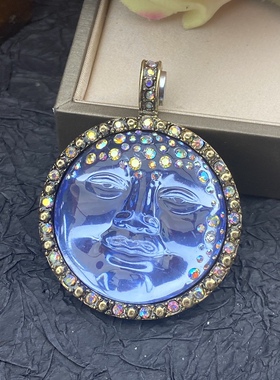 中古Vintage 小仙女系列复古潮流精致简约月光宝石摩恩脸磁石吊坠