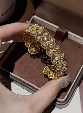 S925纯银高碳钻菱格手环女意大利工艺轻奢高级感小众设计百搭手饰
