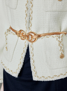 LUCKY 中古风复古小众哑光简约腰带腰链西装连衣裙皮带弹力