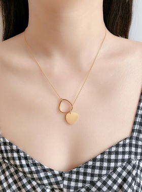 LUCKY 磨砂拉丝简约小众设计师COS风格锁骨项链