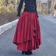 民族风半身裙中长裙春秋冬水洗棉麻纯色显瘦广场舞大摆裙女装 包邮