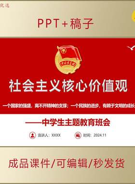 中学生思政弘扬社会主义核心价值观PPT课件爱国教育班会AL0105