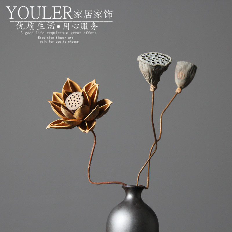中式禅意干花花束真花风干天然装饰摆件荷花莲蓬客厅家居桌面插花,家居饰品,干花/花瓣/干花包/干树枝,淘宝优惠券,粉丝福利购,淘宝优惠卷