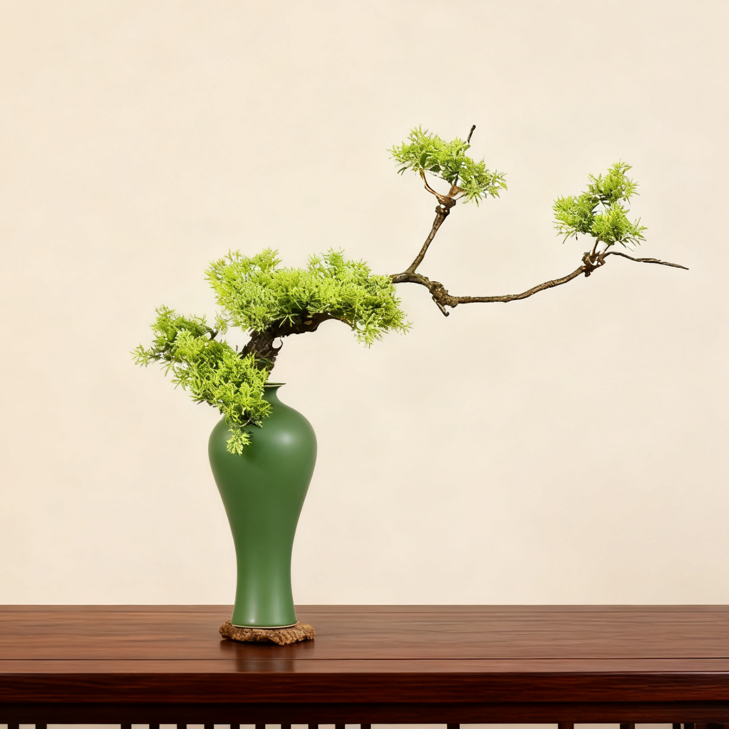 新中式仿真迎客松绿植盆景禅意茶室桌面书房玄关家居插花装饰摆件